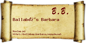 Ballabás Barbara névjegykártya
